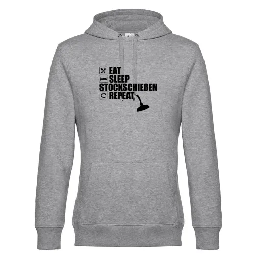 Eisstockschießen Eat Sleep Stockschießen Repeat Hoodie Männer King Hooded