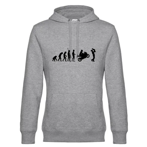 Evolution Motorrad mit Vater und Kind Männer Hoodie