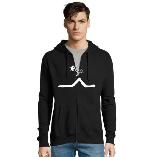 Fahrrad Sprung mit Abstieg des Fahrers Hoodie Männer Seven