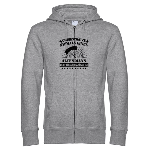 Fallschirmjäger Alter Mann Spruch Skydiver BW Hoodie Männer King Zipped