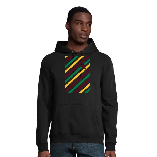 Farbspiel in diagonalen Streifen und Stern Hoodie Männer Stellar Bio