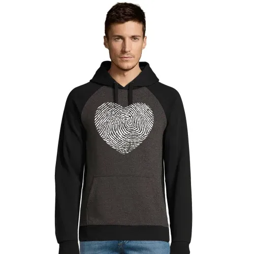 Fingerabdruck mit Herz Männer Hoodie