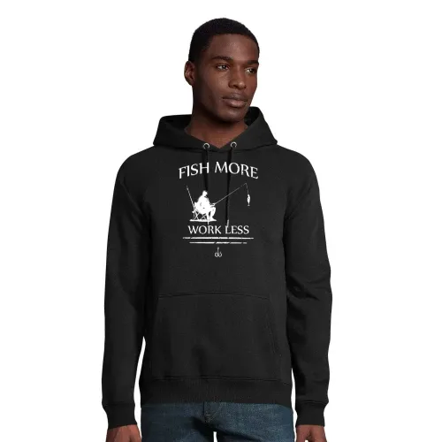 Fische Mehr Arbeite Weniger Angler Spruch Hoodie Männer Stellar Bio