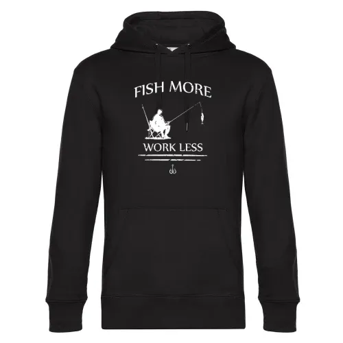 Fische Mehr Arbeite Weniger Angler Spruch Hoodie Männer King Hooded