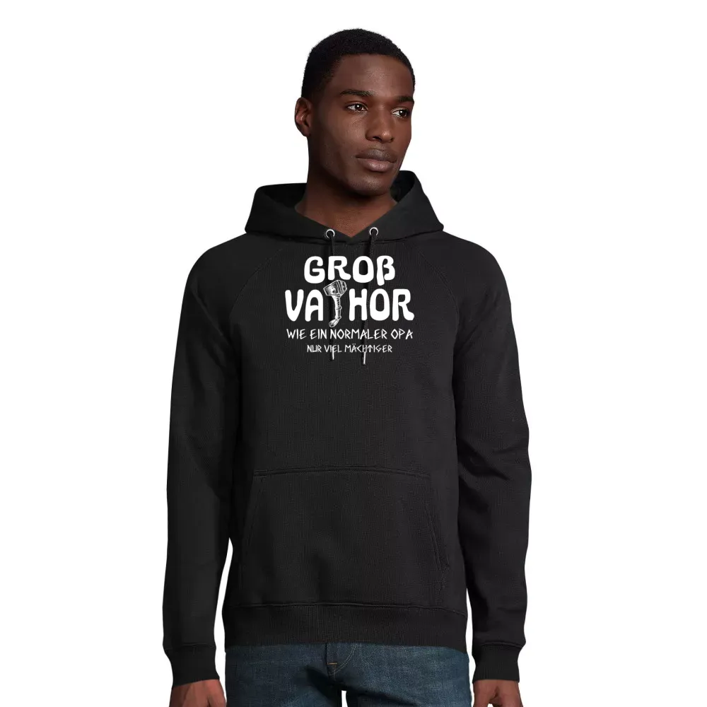 nachhaltiger Männer Hoodie mit Aufdruck 'Großvater Mächtiger Opa Grossvater Vatertag Motiv'