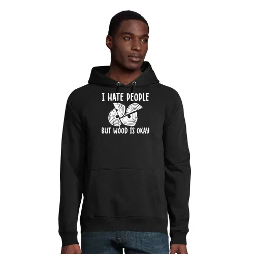 I Hate People But Wood Is Okay Handwerker Spruch Hoodie Männer Stellar Bio
