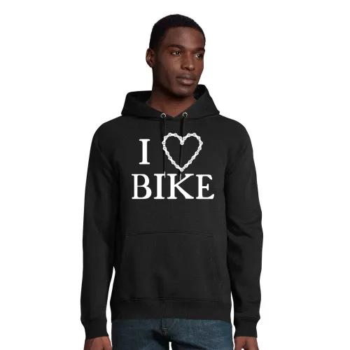 I Love Bike Kettenherz Hoodie Männer Stellar Bio