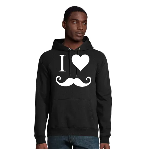 i love Moustache Hoodie Männer Stellar Bio
