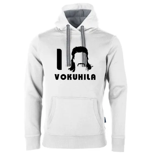 I Love Vokuhila Frisur mit Schnautzbart Männer Hoodie