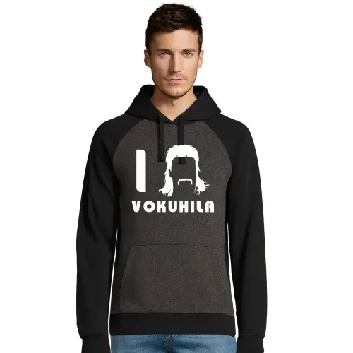 I Love Vokuhila Frisur mit Schnautzbart Männer Hoodie
