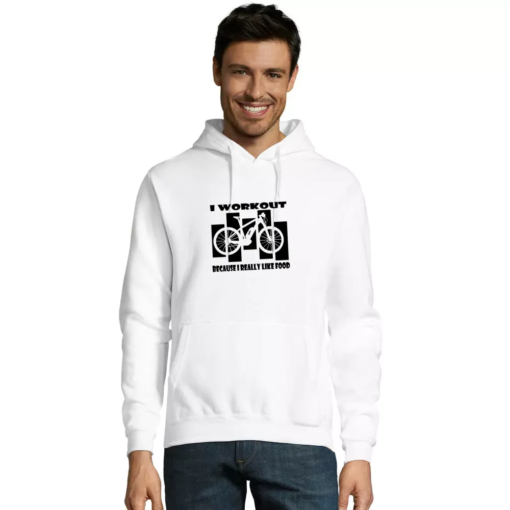 Kapuzenpulli Männer Hoodie mit Aufdruck 'I Workout Because I Like Food Ebiker Vintage'