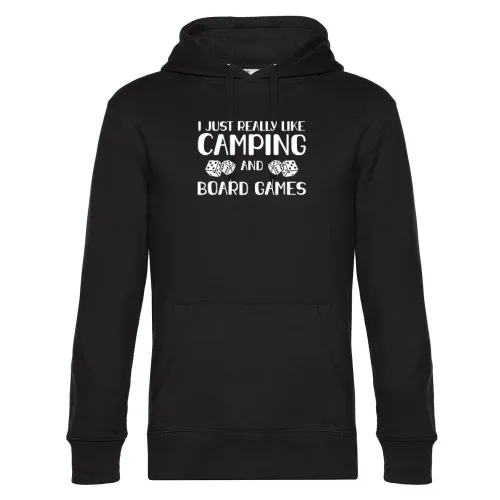Ich mag Camping und Brettspiele Hoodie Männer King Hooded