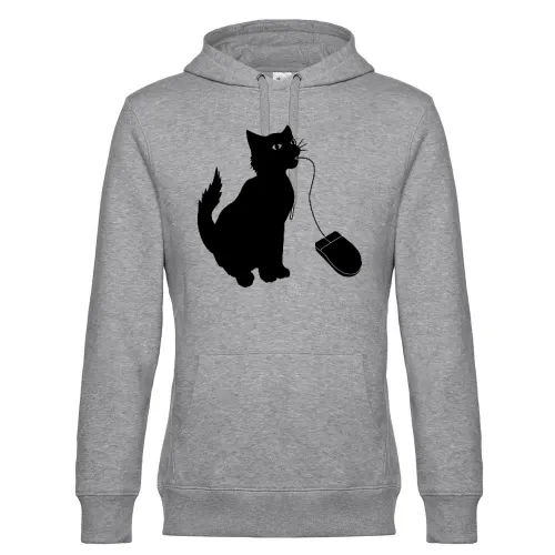 Katze isst PC Maus Männer Hoodie