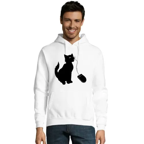 Katze isst PC Maus Männer Hoodie
