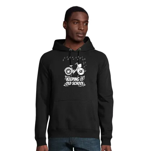 Keeping It Old School Fahrrad Vinyl Schallplatte Hoodie Männer Stellar Bio