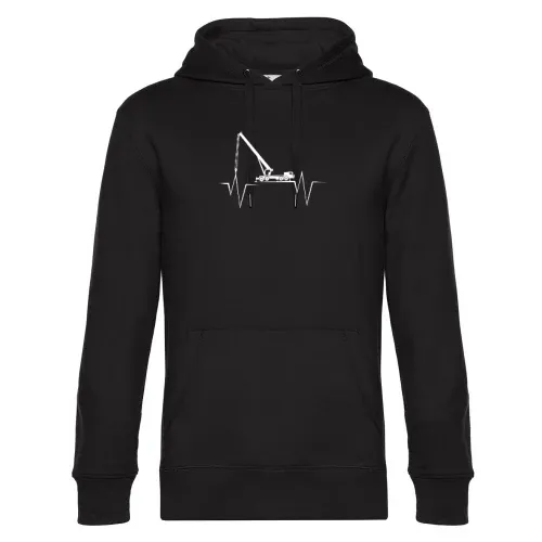Kran Kranbediener Baustelle Kranfahrer Herzschlag Hoodie Männer King Hooded