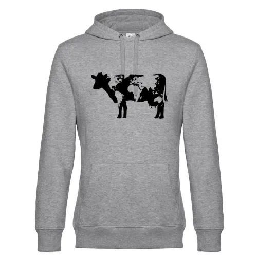 Kuh mit Weltkarte Hoodie Männer King Hooded