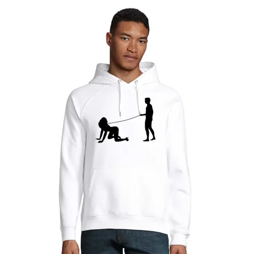 Mann geht mit Frau gassi Männer Hoodie