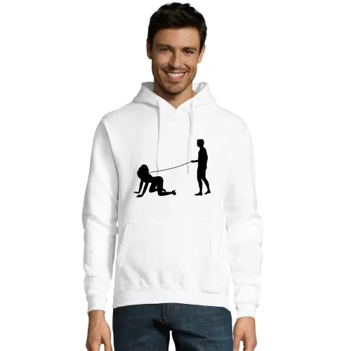 Mann geht mit Frau gassi Männer Hoodie