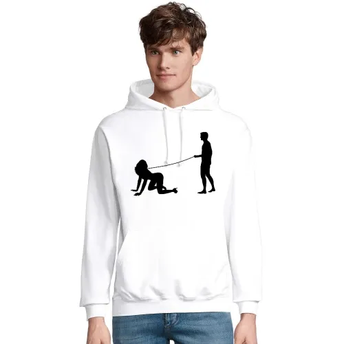 Mann geht mit Frau gassi Männer Hoodie