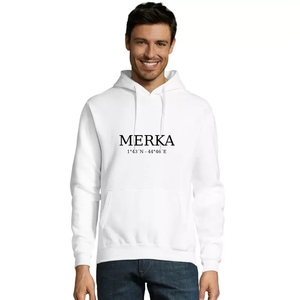 Kapuzenpulli Männer Hoodie mit Aufdruck 'Merka Koordinaten'