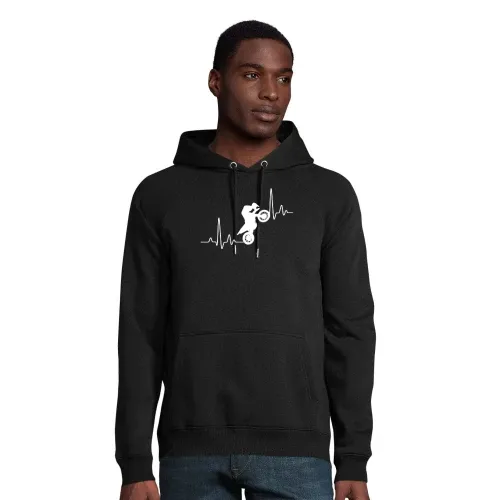 Motocross Wheelie Puls Enduro Cross Herzschlag Hoodie Männer Stellar Bio