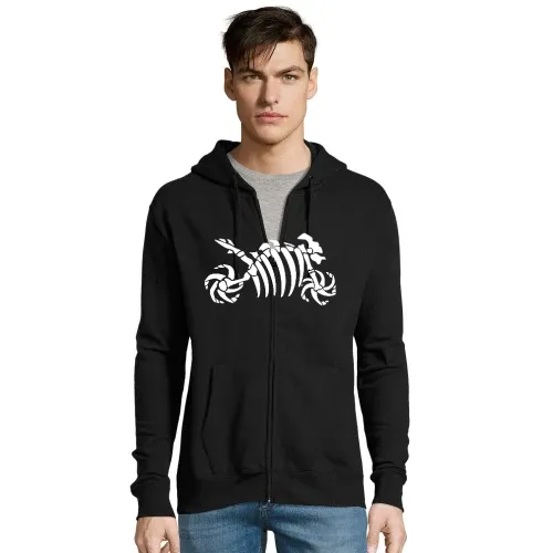 Motorrad Fossil Skelett Männer Hoodie
