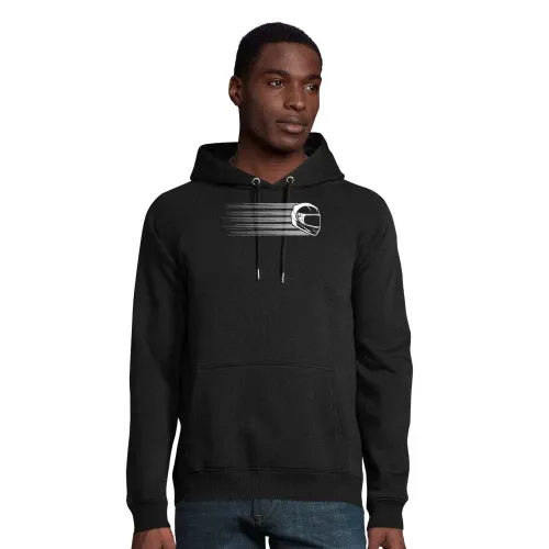 Motorradfahrerin Rennmaschine Helm Vintage Hoodie Männer Stellar Bio