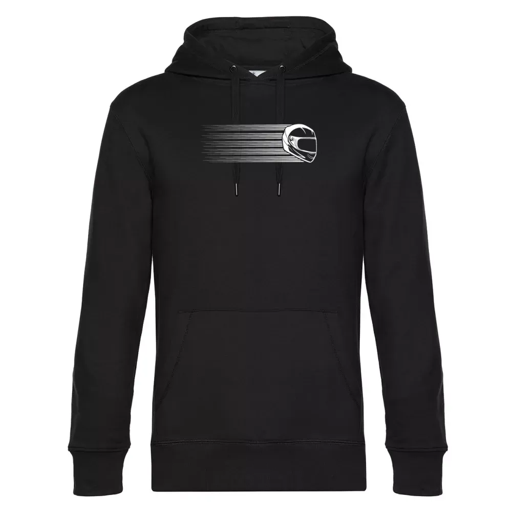  Männer Hoodie mit Aufdruck 'Motorradfahrerin Rennmaschine Helm Vintage'