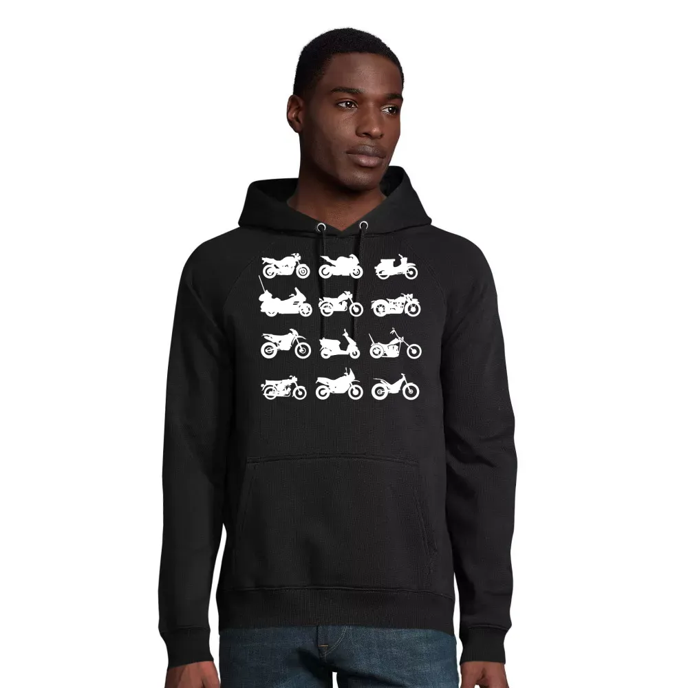 nachhaltiger Männer Hoodie mit Aufdruck 'Motorräder Typen'