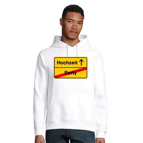 Ortsausgangsschild Hochzeit Party Hoodie Männer Stellar Bio