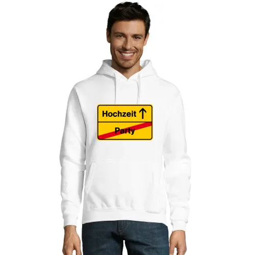 Ortsausgangsschild Hochzeit Party Hoodie