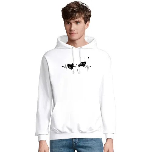 Pickup Camping Herzschlag mit Herz bei Nacht Männer Hoodie