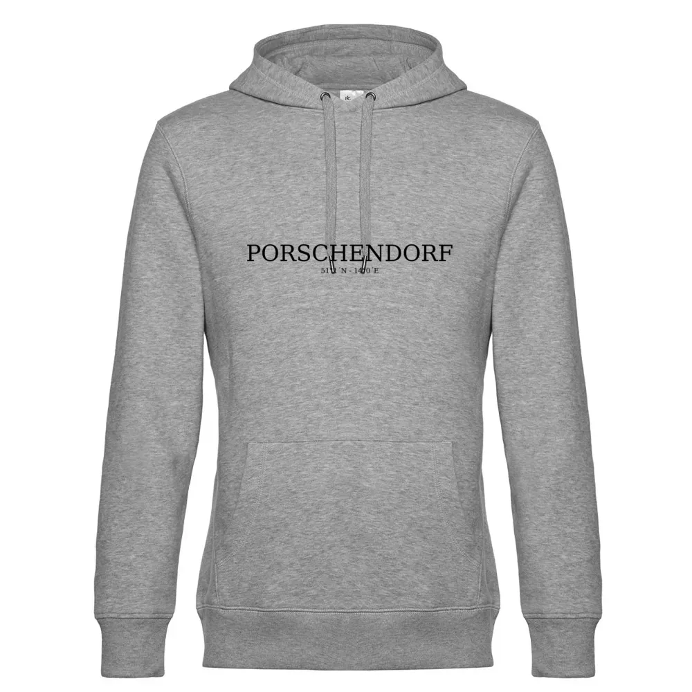  Männer Hoodie mit Aufdruck 'Porschendorf Koordinaten'