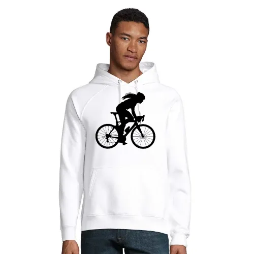 Radfahrerin Bikerin Frau Fahrrad Fahrradfahren Hoodie Männer Stellar Bio