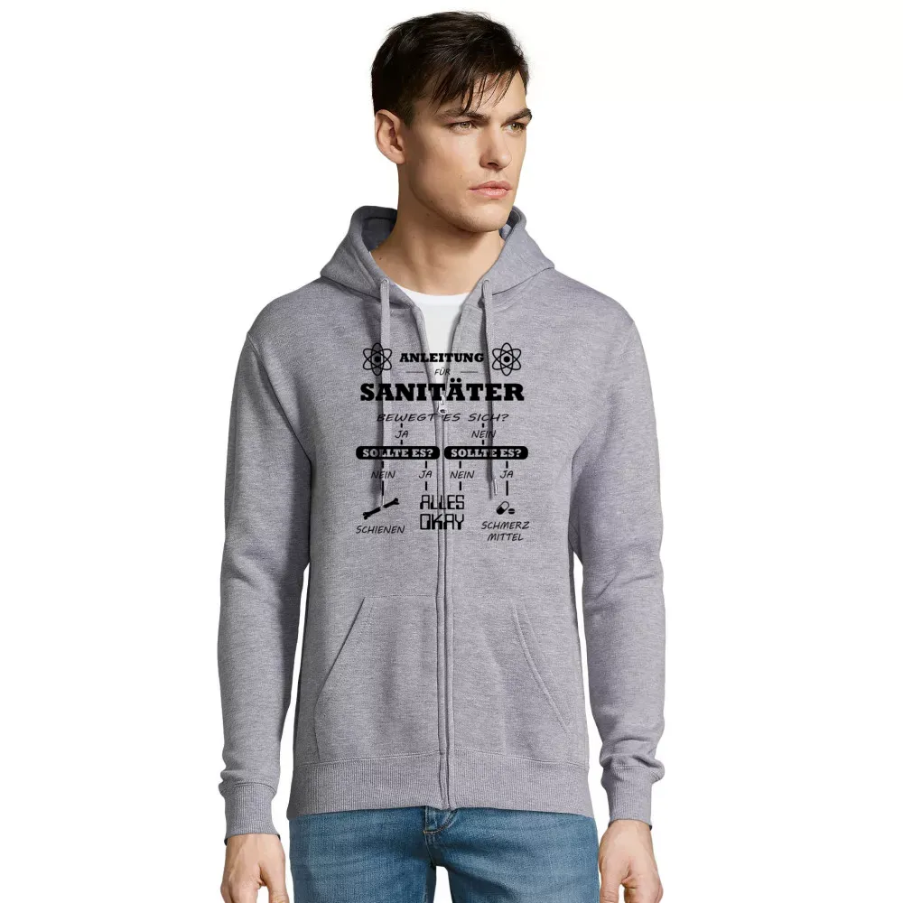 Jacke Männer Hoodie mit Aufdruck 'Sanitäter Anleitung Notfallsanitäter Checkliste'