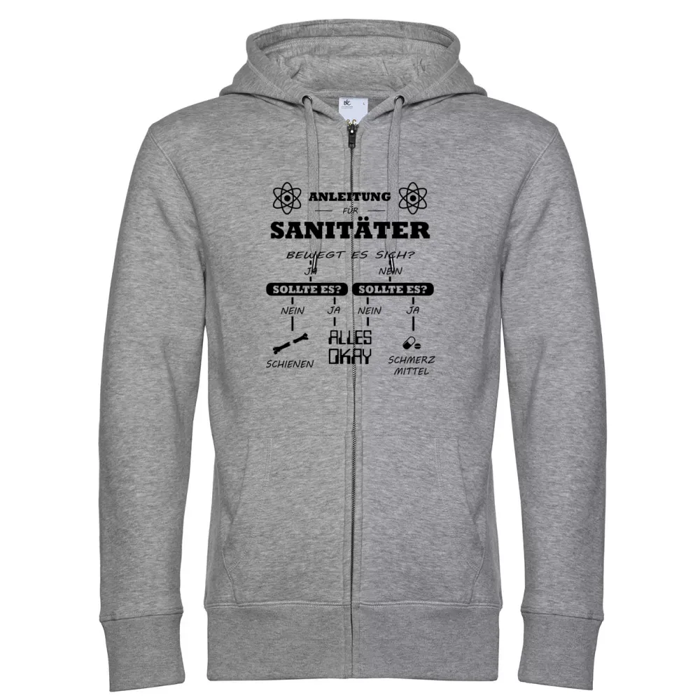 Kapuzenjacke Männer Hoodie mit Aufdruck 'Sanitäter Anleitung Notfallsanitäter Checkliste'