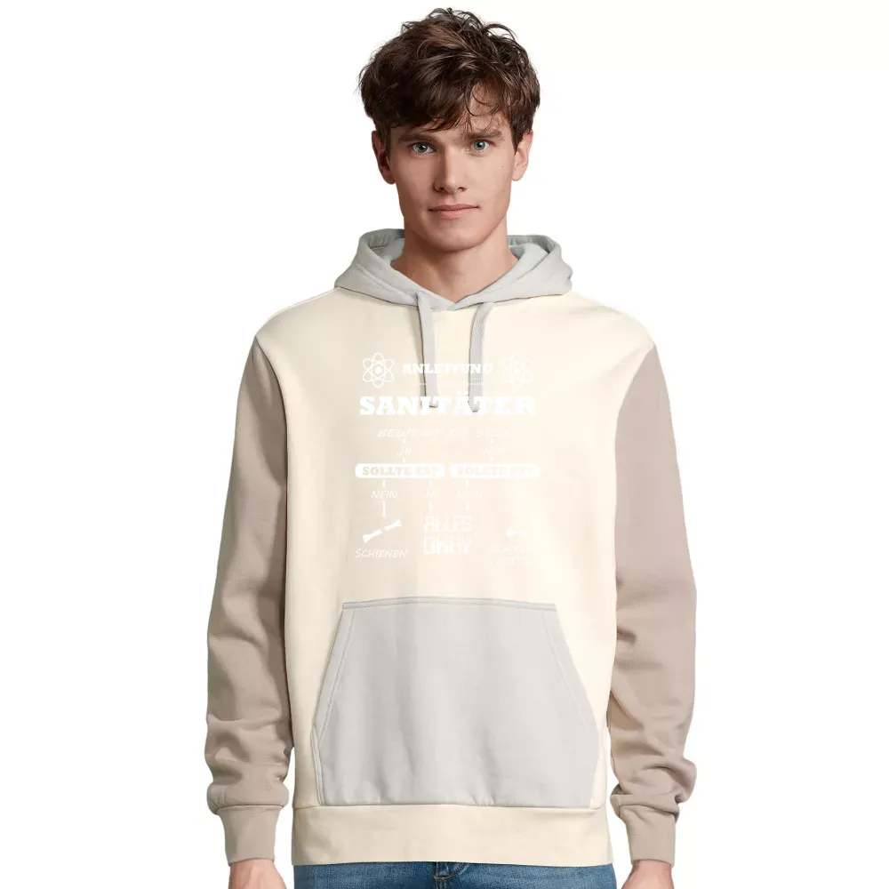 mehrfarbiger Männer Hoodie mit Aufdruck 'Sanitäter Anleitung Notfallsanitäter Checkliste'
