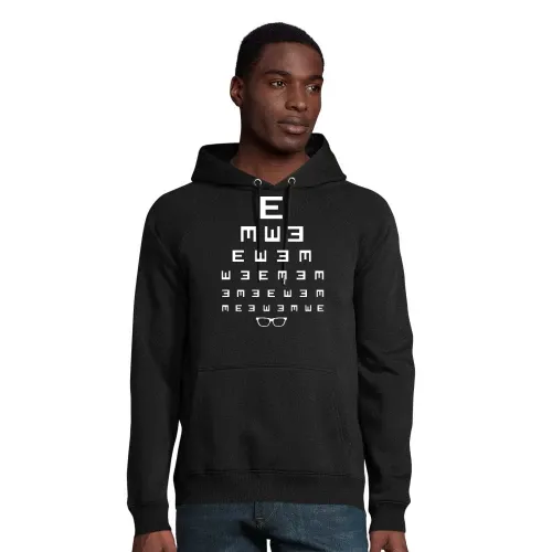 Sehtest mit Brille schwarz weiß Männer Hoodie