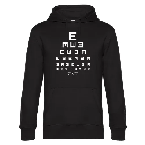 Sehtest mit Brille schwarz weiß Männer Hoodie