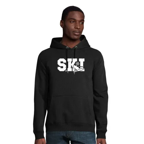 Ski Skifahrer Skifahren Skiurlaub Winterurlaub Hoodie Männer Stellar Bio