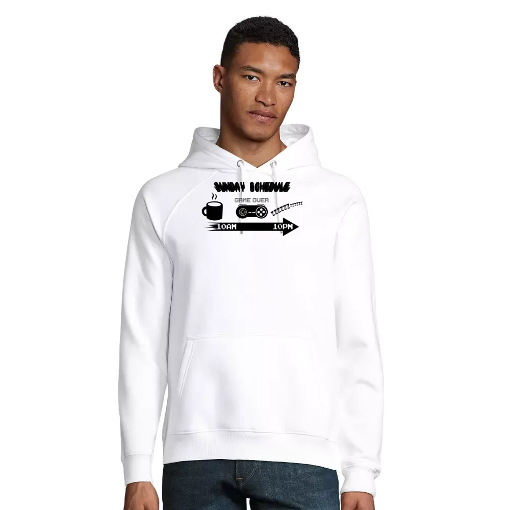 nachhaltiger Männer Hoodie mit Aufdruck 'Sonntags Zeitplan Shirt Gaming Gamer Geschenkidee'