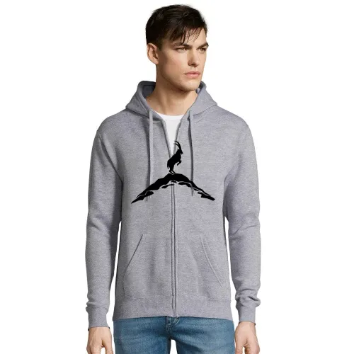 stehender Steinbock auf Bergspitze Hoodie Männer Seven
