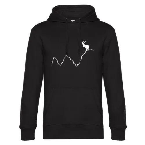 Steinbock auf Bergspitze Männer Hoodie