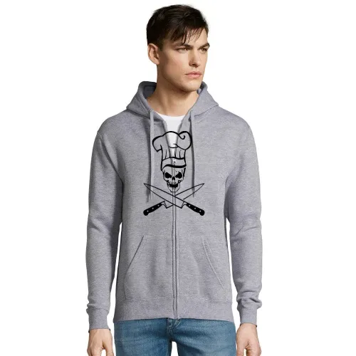 Totenkopf mit Kochmütze und Messer Männer Hoodie