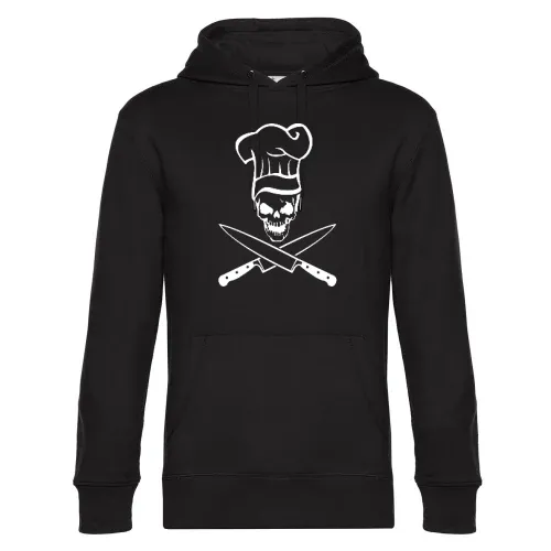 Totenkopf mit Kochmütze und Messer Männer Hoodie