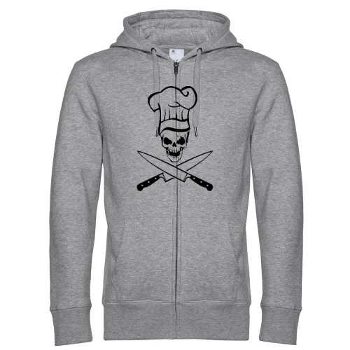 Totenkopf mit Kochmütze und Messer Männer Hoodie
