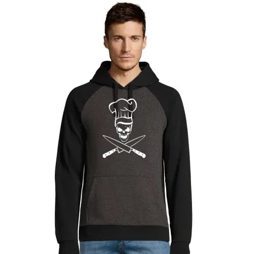 Totenkopf mit Kochmütze und Messer Männer Hoodie