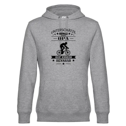 Unterschätze niemals Opa auf einem Rennrad Bike Hoodie Männer King Hooded