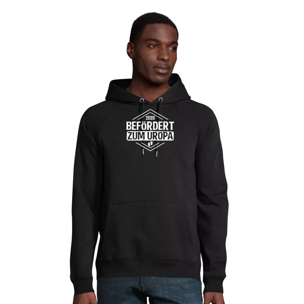 nachhaltiger Männer Hoodie mit Aufdruck 'Uropa Großvater Befördert Babyglück Vatertag Baby'